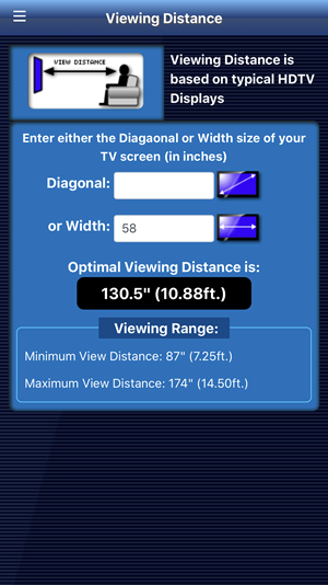 TV viewing distance app